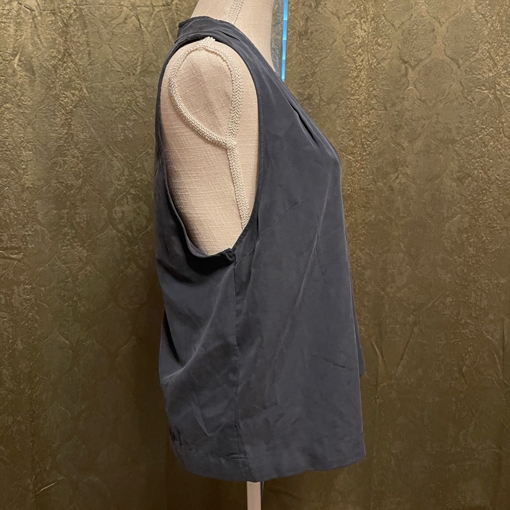 Free People Sleeveless V-Neck Satin Tank in Charcoal - Picture 2 of 4